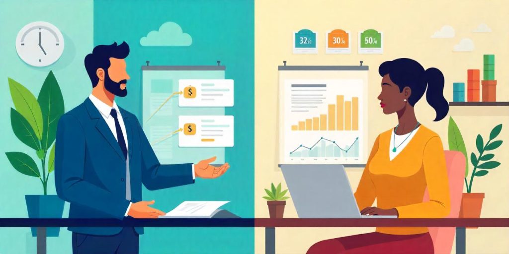 Comparison between business loans and business credit cards for small businesses, highlighting loan options, interest rates, and repayment flexibility.